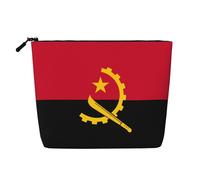 TYUMH Bolsa de cosméticos de cáñamo de imitación de una sola capa con la bandera de Angola, portátil, adecuada para la vida cotidiana, viajes y salidas.