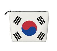TYUMH Bolsa de cosméticos de cáñamo de imitación de una sola capa con la bandera de la República de Corea, portátil, adecuada para la vida cotidiana, viajes y salidas.