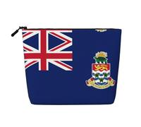 TYUMH Bolsa de cosméticos de cáñamo de imitación de una sola capa con la bandera de las Islas Caimán, portátil, adecuada para la vida cotidiana, viajes y salidas.