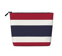 TYUMH Bolsa de cosméticos de cáñamo de imitación de una sola capa con la bandera de Tailandia, portátil, adecuada para la vida cotidiana, viajes y salidas.