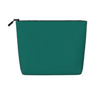 TYUMH Bolsa de cosméticos de cáñamo de imitación de una sola capa verde oscuro, portátil, adecuada para la vida cotidiana, viajes y salidas.