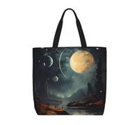 TYUMH Bolsa de mano con estampado de estrellas y planetas de luna y planetas, ligera e informal, ideal para salidas diarias, viajes y compras.