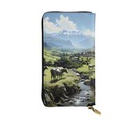 TYUMH Cartera larga de piel con estampado de vacas de granja alpina, ligera e impermeable, diseño elegante, adecuada para regalar y uso diario