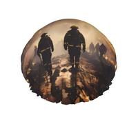 TYUMH Gorro de ducha estampado de bomberos que luchan contra incendios, ligero, elástico, portátil, adecuado para el baño y el cuidado del cabello