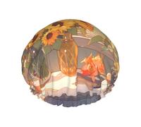 TYUMH Gorro de ducha impreso con girasoles debajo del alféizar de la ventana, ligero, elástico, portátil, adecuado para el baño y el cuidado del cabello