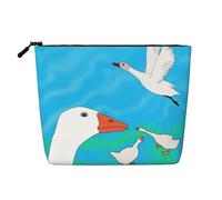 TYUMH Happy White Goose - Bolsa de cosméticos de cáñamo de imitación de una sola capa, portátil, adecuada para la vida cotidiana, viajes y salidas.