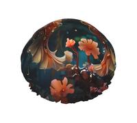 TYUMH Hermoso gorro de ducha estampado de caballitos de mar, ligero, elástico, portátil, adecuado para el baño y el cuidado del cabello