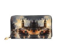 TYUMH London Color Taxi Cartera larga de piel con 12 ranuras para tarjetas y 3 bolsillos completos para dinero en efectivo, diseñada para mujeres de moda.