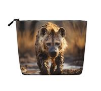 TYUMH Lone Hyena - Bolsa de cosméticos de cáñamo de imitación de una sola capa, portátil, adecuada para la vida cotidiana, viajes y salidas.