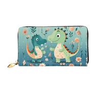 TYUMH Lovely Little Dinosaur Baby Cartera larga de piel con 12 ranuras para tarjetas y 3 bolsillos completos para dinero en efectivo, diseñada para mujeres de moda.