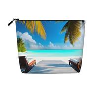 TYUMH Maldives Holidays - Bolsa de cosméticos de cáñamo de imitación de una sola capa, portátil, adecuada para la vida cotidiana, viajes y salidas.