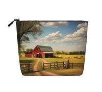 TYUMH Ranch View - Bolsa de cosméticos de cáñamo de imitación de una sola capa, portátil, adecuada para la vida cotidiana, viajes y salidas.