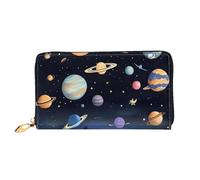 TYUMH Saturn Jupiter Earth Cartera larga de cuero con 12 ranuras para tarjetas y 3 bolsillos completos para dinero en efectivo, diseñada para mujeres de moda.