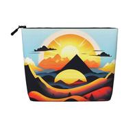 TYUMH Sunrise Mountain - Bolsa de cosméticos de cáñamo de imitación de una sola capa, portátil, adecuada para la vida cotidiana, viajes y salidas.