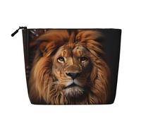 TYUMH The Lion's Gaze - Bolsa de cosméticos de cáñamo de imitación de una sola capa, portátil, adecuada para la vida cotidiana, viajes y salidas.