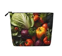 TYUMH Un montón de verduras frescas. Bolsa de cosméticos de cáñamo de imitación de una sola capa, portátil, adecuada para la vida cotidiana, viajes y salidas.