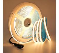 Tyun Tiras LED COB 12V, 480 LEDs/M Blanco Cálido 3000K 5 m Flexible Tira de luz Neón 5000 LM Super brillante con Conector DC para Fiestas, Mostradores, Estanterías, Decoración del