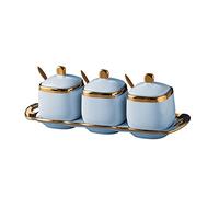 TYUrmiui Azucarero, 3 Set Of Sugar Container Spice Jar,Colorful Ceramic Coffee Sugar Canisters