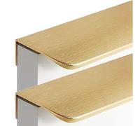 TYUrmiui Tiradores ocultos para armarios, Kitchen Handles Finger Edge Pull DrawerHandles Furniture Knobs Brushed Gold 2 Pieces