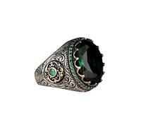 TYUSGH Anillos bohemios para mujer, anillo de zafiro grande, anillo redondo de piedras preciosas verdes, anillo vintage, anillo de diamante, anillo de regalo, forma de pavo real, anillo de diamante