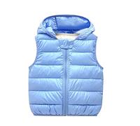 TYUSGH Chalecos acolchados para niños y niñas, chaleco acolchado sin mangas, para otoño e invierno, con cremallera, abrigo, abrigo, ropa de exterior de 1 a 5 años, azul claro, 18-24 meses