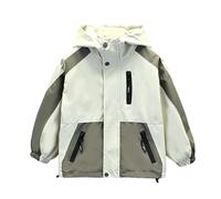 TYUSGH Chaqueta impermeable para niños, con cremallera, con capucha, cortavientos, casual, a la moda, para exteriores, abrigo ligero, verde, 15-16 Years