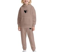 TYUSGH Conjunto de chándal para niños, sudadera con capucha y pantalones deportivos con estampado gráfico para niños, conjunto completo de sudaderas con capucha de corazón, ropa deportiva, ropa