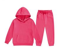 TYUSGH Conjunto de chándal para niños y niñas, conjunto de 2 piezas de forro polar con capucha y pantalones deportivos para adolescentes, pantalones deportivos Palin, hot pink, 5-6 años