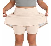 TYUSGH Falda de tenis para niñas, color liso, cintura alta, atlética, para adolescentes, verano, casual, deporte, entrenamiento, golf, correr, ropa deportiva, caqui, 5-6 años