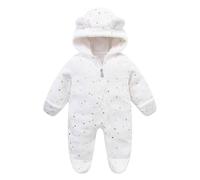 TYUSGH Mameluco de forro polar con capucha para bebé, mameluco cálido para otoño e invierno, para bebés y niñas de 0 a 12 meses, blanco, 3-6 meses