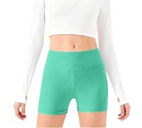 TYUSGH Pantalones cortos de ciclismo para niñas, cintura elástica lisa, para verano, casuales, ajustados, para danza, yoga, atletismo, correr, deportes, fitness, ciclismo, para adolescentes, verde