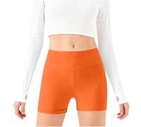 TYUSGH Pantalones cortos de ciclismo para niñas, cintura elástica lisa, para verano, casuales, ajustados, para danza, yoga, atletismo, correr, deportes, fitness, ciclismo, para adolescentes, naranja
