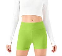 TYUSGH Pantalones cortos de ciclismo para niñas, cintura elástica lisa, para verano, casuales, ajustados, para danza, yoga, atletismo, correr, deportes, fitness, ciclismo, para adolescentes, verde