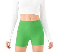 TYUSGH Pantalones cortos de ciclismo para niñas, cintura elástica lisa, para verano, casuales, ajustados, para danza, yoga, atletismo, correr, deportes, fitness, ciclismo, para adolescentes, verde, 5
