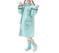 TYUSGH Poncho de lluvia para niños y niñas, impermeable, reutilizable, ligero, reflectante, con capucha y mangas, color verde menta