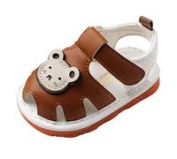 TYUSGH Sandalias chirriantes para bebés y niños con puntera cerrada, suela de goma suave, zapatos de verano para primeros pasos, zapatos planos ligeros para la playa, Brown, 20 EU
