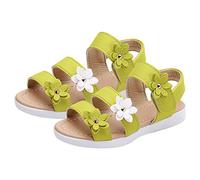TYUSGH Sandalias para niñas pequeñas, con correa al tobillo, puntera abierta, antideslizantes, para verano, vacaciones, playa, zapatos planos para primeros caminos, Amarillo, 45 1/3 EU