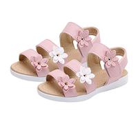 TYUSGH Sandalias para niñas pequeñas, con correa al tobillo, puntera abierta, antideslizantes, para verano, vacaciones, playa, zapatos planos para primeros caminos, Pink, 47 1/3 EU
