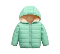 TYUSGH Todder - Chaqueta acolchada para niñas con forro polar cálido de invierno para niños, color liso, con cremallera, ropa de abrigo con capucha, verde, 6-7 años
