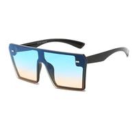 TYUVIVO Gafas de sol cuadradas de gran tamaño de una pieza de moda, gafas de sol con gradiente retro para mujer, gafas retro con montura grande para hombre, UV400, talla única, negro gris