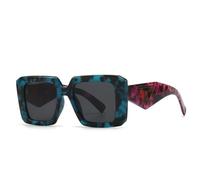 TYUVIVO Gafas de sol cuadradas retro de lujo para mujer, montura grande y moderna, gafas de sol de pierna ancha para hombre, Uv400, talla única, azul, morado