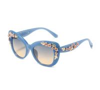 TYUVIVO Gafas de Sol de Flores Femeninas Marco de decoración Gafas Ojo de Gato Mujeres Gafas de Sol de Lujo Tonos Rosados de Moda, C6, Talla única