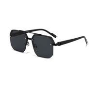 TYUVIVO Gafas de sol de gran tamaño retro con doble puente polígono cuadrado de metal para hombre, gafas de sol con gradiente de moda UV400, gafas de sol de tendencia para mujer, negro, talla única