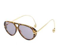 TYUVIVO Gafas de sol de lujo de gran tamaño para mujer y hombre, populares gafas vintage punk de doble puente (leopardo morado).