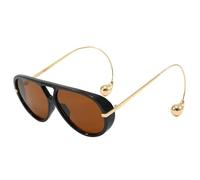 TYUVIVO Gafas de sol de lujo de gran tamaño para mujer y hombre, populares gafas vintage punk de doble puente (negro y marrón).
