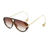 TYUVIVO Gafas de sol de lujo de gran tamaño para mujer y hombre, populares gafas vintage punk de doble puente (té de leopardo).