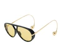 TYUVIVO Gafas de sol de lujo de gran tamaño para mujer y hombre, populares gafas vintage punk de doble puente (negro y amarillo)