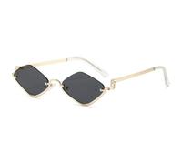 TYUVIVO Gafas de sol de moda con forma de rombo para hombre y mujer, lentes de tendencia, marco de metal, estilo informal para fiesta, UV400, C1, talla única