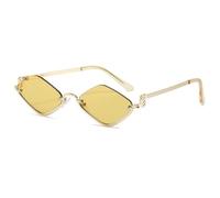 TYUVIVO Gafas de sol de moda con forma de rombo para hombre y mujer, lentes de tendencia, marco de metal, estilo informal para fiesta, UV400, C7, talla única