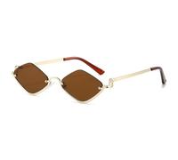TYUVIVO Gafas de sol de moda con forma de rombo para hombre y mujer, lentes de tendencia, marco de metal, estilo informal para fiesta, UV400, C3, talla única